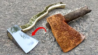 Epic Axe Transformation! Restoring an Axe with Brass Handle to Perfection (Trending Restoration)