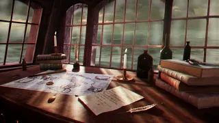 Sailing in the Captain's Cabin ☠️Pirate Ship Ambience | 1 Hour ☠️