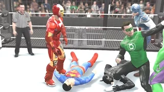 WWE 2K15 - AVENGERS VS JUSTICE LEAGUE - ELIMINATION CHAMBER MATCH