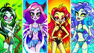 Earth Girl, Air Girl, Fire Girl and Water Girl, || Hot and Cold Elements by Teen-Z Like