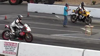 Aprilia RSv4 RR vs R1 Yamaha - superbikes drag racing