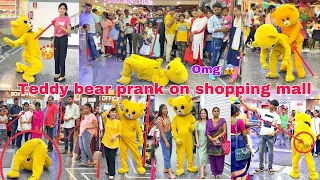 Teddy bear prank on big shopping mall || funny dance video 😂😂 #teddyboy #funny #comedy #funnyprank