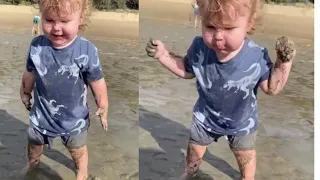 Try Not To Laugh : Funny Situations when Babies go to Beach for the First Time | Funniest  #shorts