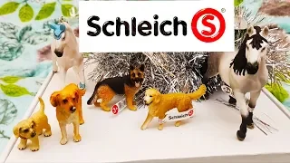 Распаковка фигурок  шляйх 😃😍 обзор  собак schleich хаски немецкая овчарка золотистый ретривер