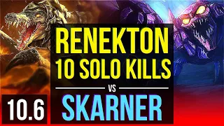 RENEKTON vs SKARNER (TOP) | 4 early solo kills, 10 solo kills | NA Challenger | v10.6