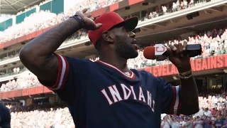 LeBron James addresses crowd at Progressive Field before ALDS Game 2