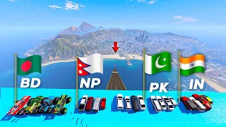 India vs Pakistan vs Nepal vs Bangladesh Cars Jump Challenge GTA 5