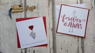 Zwei schnelle und klare Hochzeitskarten / Glückwunschkarten/ Grußkarten mit Stempeln & Handlettering