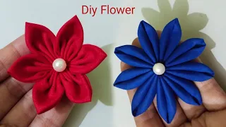 Diy: How to make an adorable fabric flower in just 3 minutes/Easy Tricks Cloth Flower Making 2 in 1