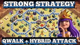 Strongest Strategy Attack Th14 ! Queen Charge + Hog Miner Hybrid Th14 Attack Strategy 2021🔥