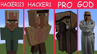 HACKER123 VS HACKER1 VS PRO VS GOD Villager Minecraft Pixel Art