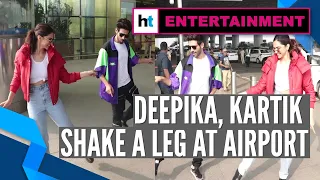 Deepika Padukone learns ‘Dheeme Dheeme’ hook step from Kartik Aaryan at airport