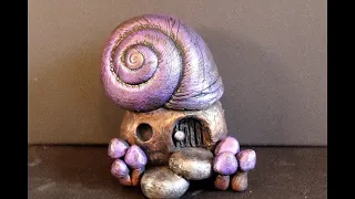 How To Sculpt A Seashell Fairy House & Garden In Polymer Clay Tutorial - DETAILED - Beginners