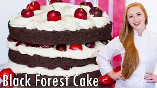 How to Make a Black Forest Cake - Chocolate Cherry Cake Recipe! With Cream Cheese Frosting!!