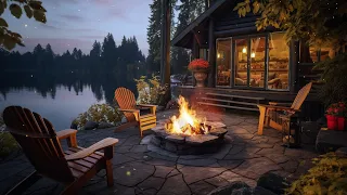 Lakeside Fire Oasis: Tranquil Fireplace Setting with Fire Sounds for Relaxation and Stress Relief 🌾🔥