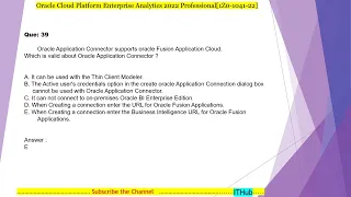 Oracle Cloud Platform Enterprise Analytics 2022 Professional 1Z0 1041 22 PART   4