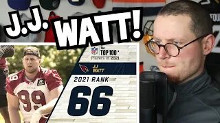 Rugby Player Reacts to J.J. WATT (DE, Arizona Cardinals) #66 The Top 100 NFL Players of 2021!