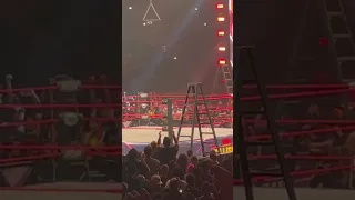 Andrade El Idolo moonsault off of ladder onto Buddy Matthews live - AEW Collision 7/29/2023