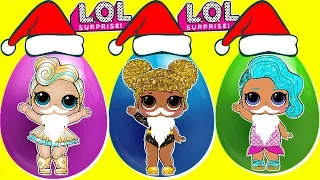 LOL Surprise Santa Mega Egg Christmas Video 15 Eggs with PJ Masks Toys, Fingerlings, Slime