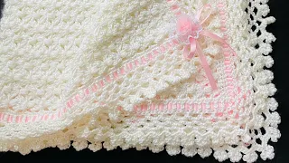 EASY CROCHET BABY BLANKET PATTERN / Crochet for Baby Blanket Pattern Design - MAYA BABY BLANKET