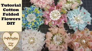 Folded Fabric Flower, Diy 1, Tutorial, Cotton Flower, Shabby Chic, Detailed and tips and tricks 1