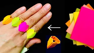 Easy Sticky Note Origami Heart Ring 3D, Origami Corazon / Coração, 折り紙 ハート Valentine's Day Craft DIY