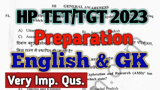 HP TET/TGT 2023 PREPARATION ENGLISH & GK CURRENT AFFAIRS