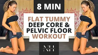 Do This 8 Min Deep Core & Pelvic Floor Workout 3x a week For FLAT TUMMY| No Repeat| No Equipment