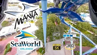 VR 360 SeaWorld Orlando Manta Roller Coaster On Ride Front Row Ultra HD 5K POV GoPro Fusion