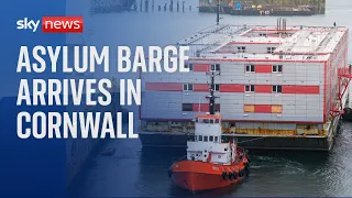 Bibby Stockholm: Barge set to house asylum seekers arrives in Cornwall