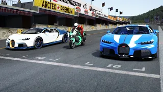 Kawasaki Ninja H2 SX vs Bugatti Chiron Super Sport at Old SPA