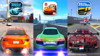 Asphalt 8 vs NFS No limit vs Real Racing 3