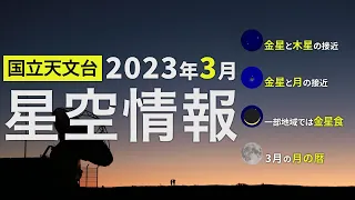 2023年3月の星空情報・天文現象（金星と木星の接近／金星と月の接近／一部地域では金星食／3月の月の暦）