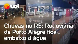 Chuva no RS: Rodoviária de Porto Alegre é invadida pela água do Guaíba e lojas ficam inundadas