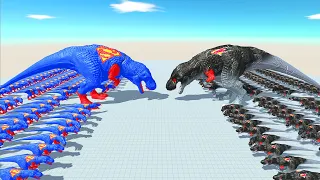 ALL SUPERMAN T-REX vs ALL DARK SUPERMAN T-REX DEATH RUN - Animal Revolt Battle Simulator