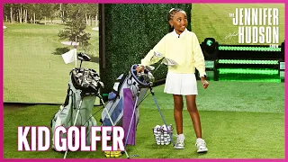 Kid Golfer Shows Jennifer Hudson How to Swing!