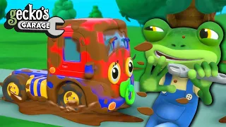 Muddy Baby Truck Needs A Wash! | Gecko's Garage | Muddy Trucks For Children | Baby Truck Videos