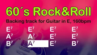 60´s Rock & Roll, backing track for Guitar, extra version. 12 bar blues, E major, 164bpm. Enjoy!