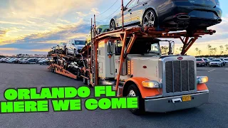 Florida load. Full unloading video. #carcarrier #carhauler #truckdriving #carhaulerbusiness