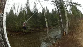 Homemade human bungee slingshot