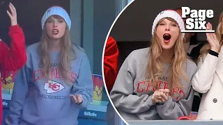 See Taylor Swift’s reaction after boyfriend Travis Kelce gets pushed during Chiefs vs. Patriots game