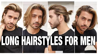 4 LONG HAIRSTYLES FOR MEN | Men's Hair Tutorial