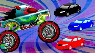 Car Color Change Cartoon Video For Kids By Haunted House Monster Truck