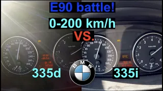 Acceleration Battle | BMW 335d vs 335i | 0 - 200 km/h