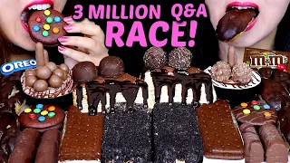 ASMR 3 MILLION DESSERT RACE! (NUTELLA CREPE CAKE, M&M'S CHOCO PIE, OREO ICE CREAM, MOUSSE CAKE) 먹방