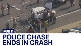East LA police chase ends in scary crash