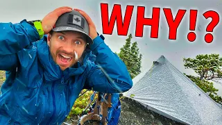 Camping ALONE on Top Of A Mountain in a BLIZZARD!