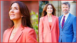 CROWN PRINCESS MARY SHINES IN RADIANT TANGERINE SUIT WHILE OUT WITH PRINCE FREDERIK