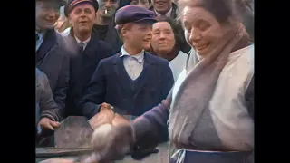 Rotterdamse Vismarkt aan de Blaak rond 1920 in kleur! Rotterdam Fishmarket in 1920s in color!