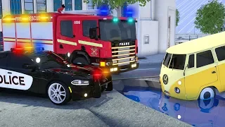 Fire Truck Frank Chased Van - Wheel City Heroes (WCH) - Sergeant Lucas the Police Car New Cartoon